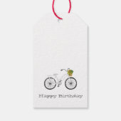 White Bicycle HAPPY BIRTHDAY Blume Basket Spaß Geschenkanhänger (Rückseite)