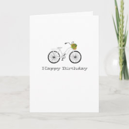 White Bicycle Happy Birthday NAME Blume Basket Karte
