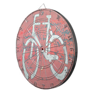 White Bicycle Red Street, Traffic Sign Bicycles Dartscheibe