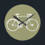 white bicycle runde wanduhr<br><div class="desc">For bike lovers a simple design of a bicycle</div>