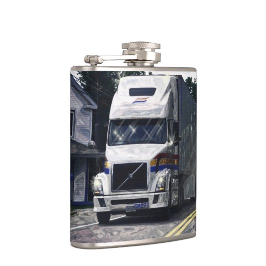 White Big Rig LKWs LKWs Flachmann (Rechts)