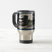 WHITE BIG RIG TRUCKER'S REISE MUG REISEBECHER (Vorderseite Links)