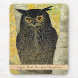 White Birch and Horned Owl Katsuda Yukio bird art Mousepad
