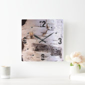 White Birch Bark Quadratische Wanduhr (Zuhause)