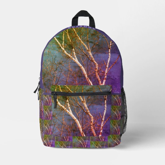 White Birch Tree Blue Sky Abstrakt Personalisiert Bedruckter Rucksack (Vorderseite)