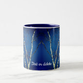 White Birch Tree Blue Sky Personalisiert Zweifarbige Tasse (Mittel)
