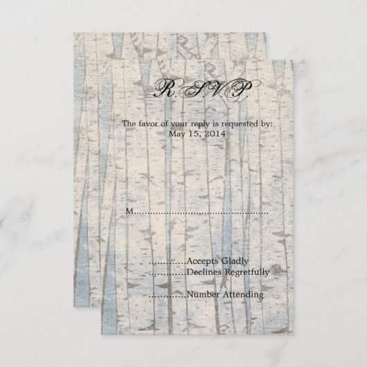 White Birch Trees UAWG RSVP Karte (Vorne/Hinten)