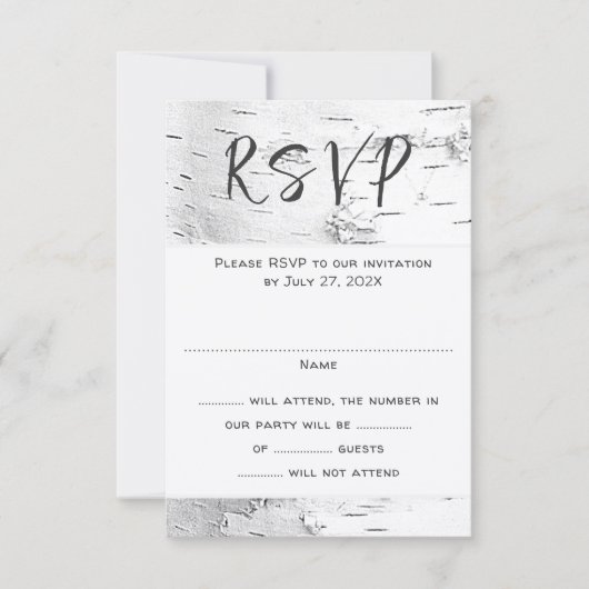 White Birch Wedding RSVP Guest Count Enclosure (Vorderseite)