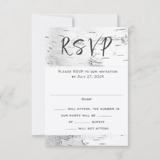 White Birch Wedding RSVP Guest Count Enclosure Karte