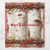 White Birch Weihnachtsgarland Rote Ornamente Weinetikett (Einzelnes Label)