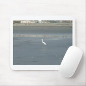 White Bird auf grauem Sand Beach Art Print Mousepad (Mit Mouse)