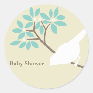 White Bird Baby Shower Stickers