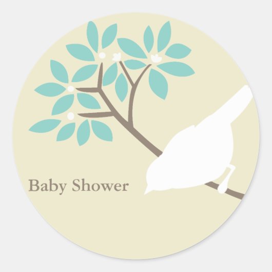 White Bird Baby Shower Stickers (Vorderseite)