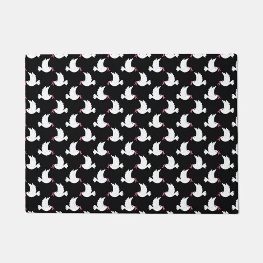 White Bird Breast Cancer Awareness Pattern Fußmatte (Vorderseite)