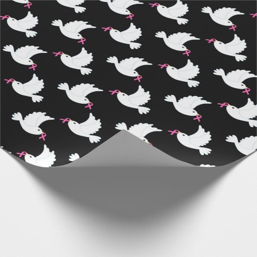 White Bird Breast Cancer Awareness Pattern Geschenkpapier (Ecke)