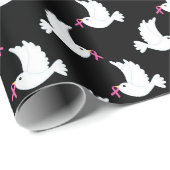 White Bird Breast Cancer Awareness Pattern Geschenkpapier (Rolleneckpunkt)