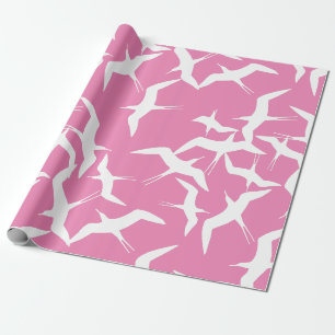 White Birds Rosa Hintergrund Sky Thema Geschenkpapier