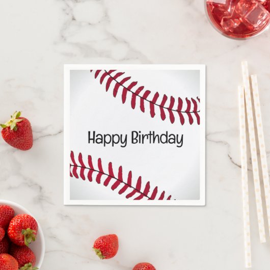 White Birthday Baseball Serviette (Beispiel)