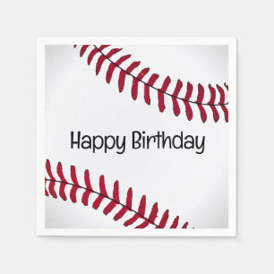 White Birthday Baseball Serviette