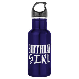 White Birthday Girl Text Schriftart Edelstahlflasche