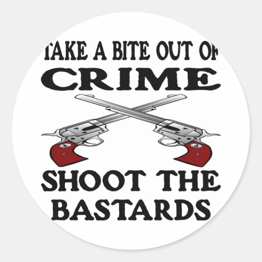 White Bite Out Crime Bastards Runder Aufkleber (Vorderseite)