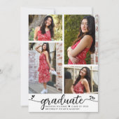 White Black Abschluss 4 Foto Kalligraphie Herz Einladung (Vorderseite)