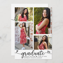 White Black Abschluss 4 Foto Kalligraphie Herz Einladung