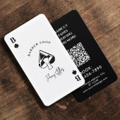 White black Ace of spades barber shop Visitenkarte