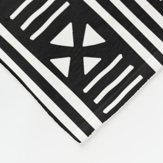 White|Black Afrikaner MudCloth inspiriertes Fleecedecke (Ecke)