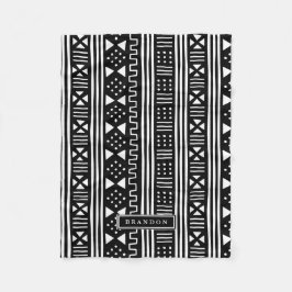 White|Black Afrikaner MudCloth inspiriertes Fleecedecke