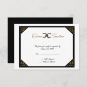 White Black and Gold Damask Sweet 16 Response Card RSVP Karte (Vorne/Hinten)