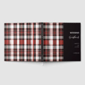 White, Black and Red Scottish Tartan Wedding Gästebuch (Voll)