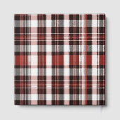 White, Black and Red Scottish Tartan Wedding Gästebuch (Rückseite)