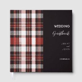 White, Black and Red Scottish Tartan Wedding Gästebuch