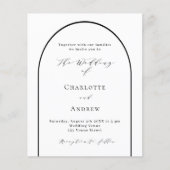 White Black arch moderne Skripthochzeit Einladung (Vorderseite)