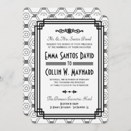 White & Black Art Deco Einladungen für Hochzeiten