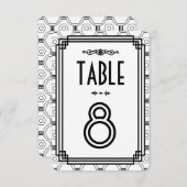 White & Black Art Deco Hochzeiten Tischnummern (Vorne/Hinten)