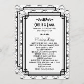 White & Black Art Deco Hochzeitsprogramme Programm (Vorne/Hinten)