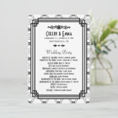 White & Black Art Deco Hochzeitsprogramme Programm (Stehend Vorderseite)