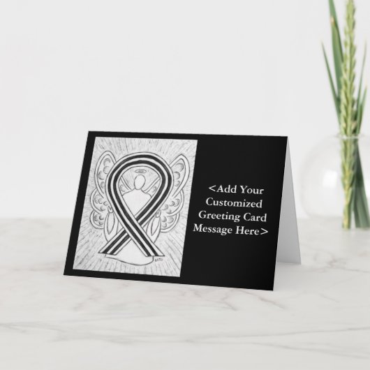 White & Black Awareness Ribbon Personalized Cards Karte (Vorderseite)