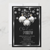 White Black Balls Snowflakes Company Weihnachten Einladung (Vorderseite)