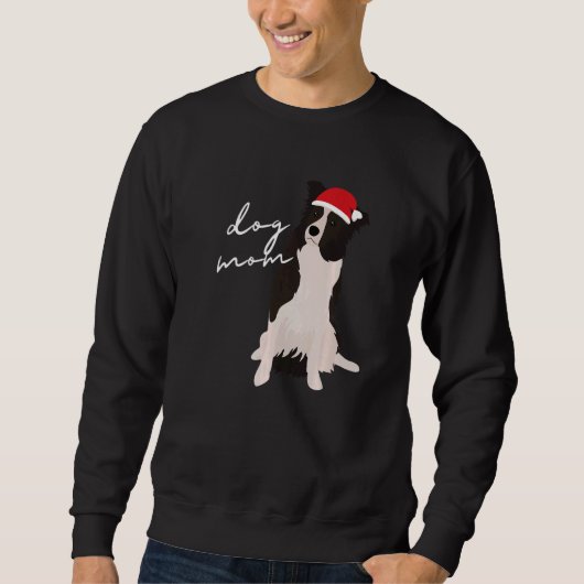 White & Black Border Collie Dog Mom Christmas Sweatshirt (Vorderseite)