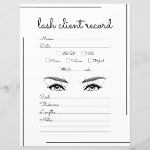 White Black Border Script-Logo Lash Client Record