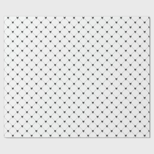 White & Black Bow Gift Wrapping Paper Geschenkpapier (Flach)