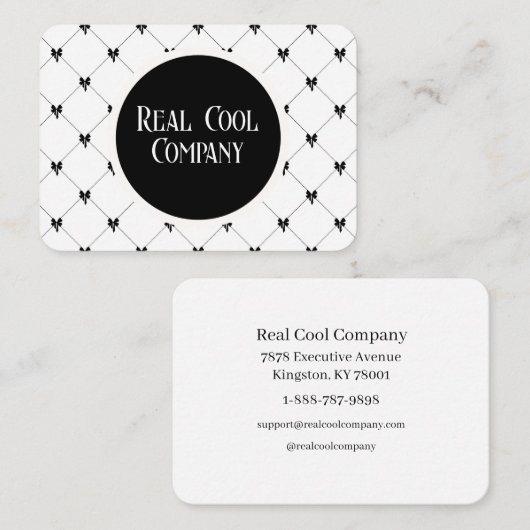 White & Black Bow Monogram Business Card Visitenkarte (Vorne/Hinten)
