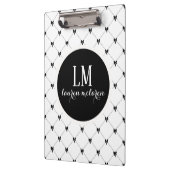 White & Black Bow Monogram Klemmbrett (Links)