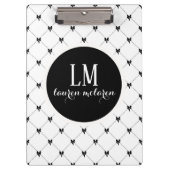 White & Black Bow Monogram Klemmbrett (Vorderseite)