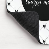 White & Black Bow Monogram Mousepad (Ecke)