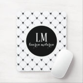 White & Black Bow Monogram Mousepad (Mit Mouse)