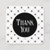 White & Black Bow Monogram Thank You Card Begleitkarte (Vorderseite)